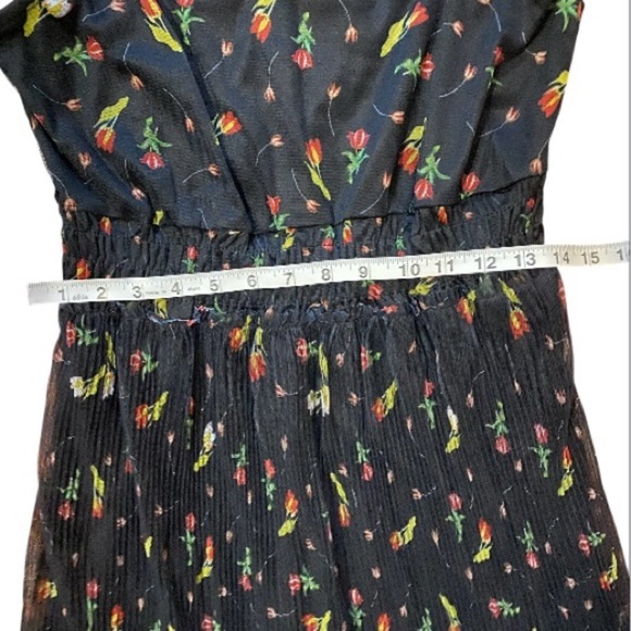 Lapis Pleated Crinkle Floral Black Maxi Dress size small - Picture 5 of 14